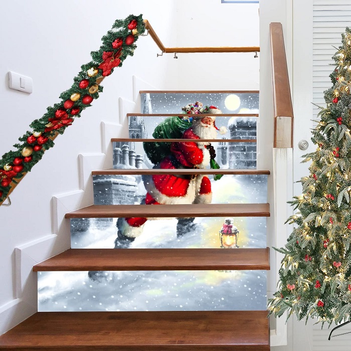 Stick 3D Christmas Santa Stair. Image via Pinterest