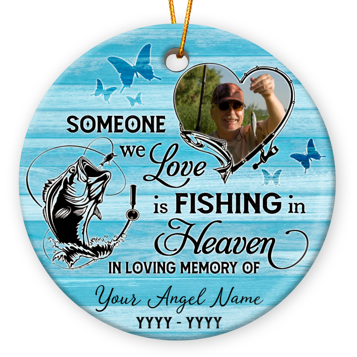 Personalized Fishing Christmas Memorial Ornament Fishing Angel Sympathy Gift  - Oh Canvas