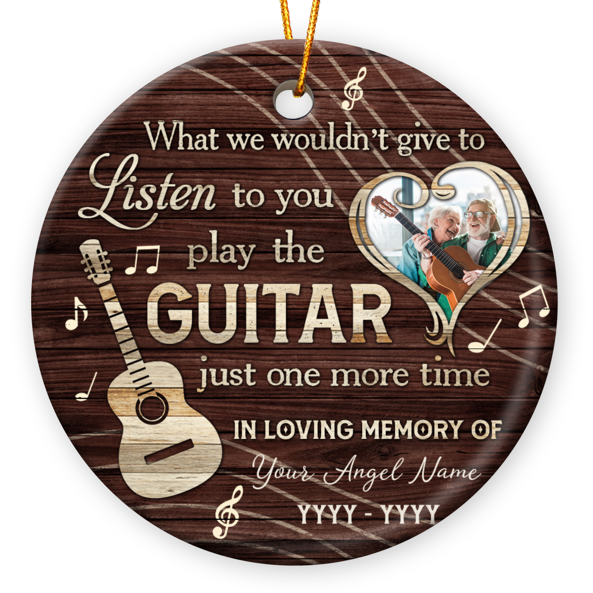 Personalized Guitar Christmas Memorial Ornament Guitar Player Angel Sympathy Gift