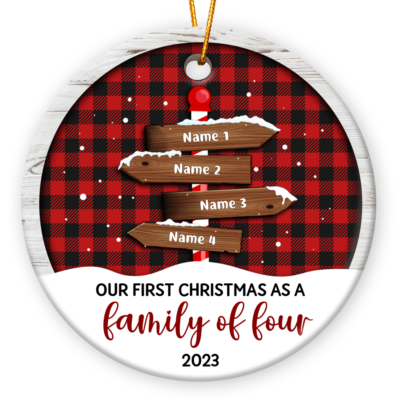 First Christmas As A Family Of Four Personalized Ceramic Ornament