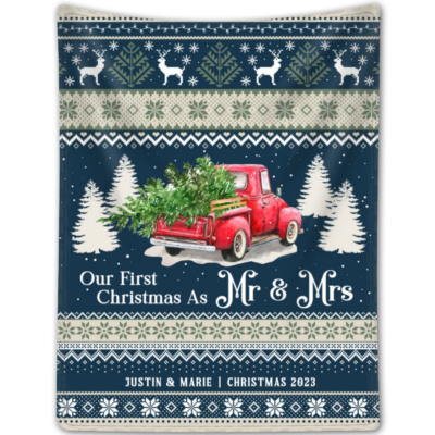 Personalized Newlywed Christmas Gift First Christmas Married Blanket