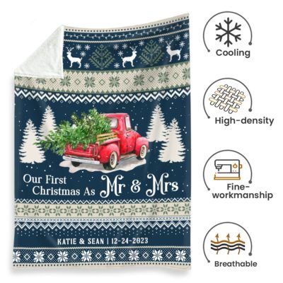 Personalized Newlywed Christmas Gift First Christmas Married Blanket