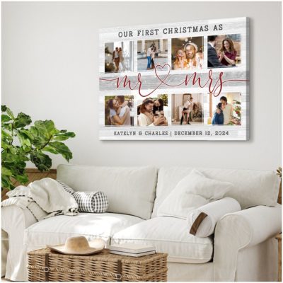 Christmas Wedding Gifts Personalized Newly Married Gift Canvas Print