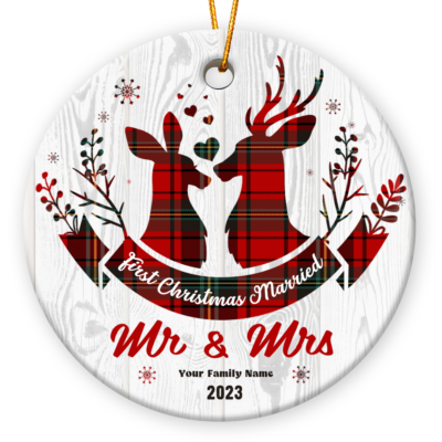 Newlywed Xmas Gift Idea Personalized Christmas Married Couple Ornament