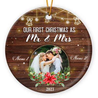 First Year Married Keepsake Personalized Christmas Couple Ornament Gift