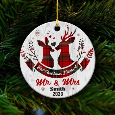 Newlywed Xmas Gift Idea Personalized Christmas Married Couple Ornament