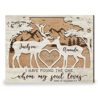 Personalized Gift for Wedding Newlywed Gift Buck and Doe Canvas Print