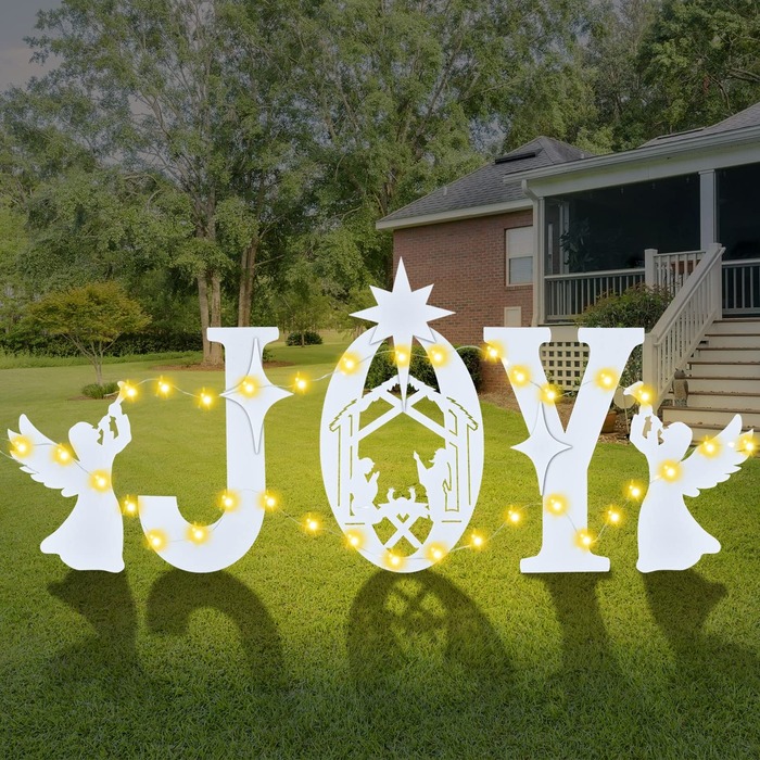 outdoor Christmas decorations ideas Joyful Yard Signs 