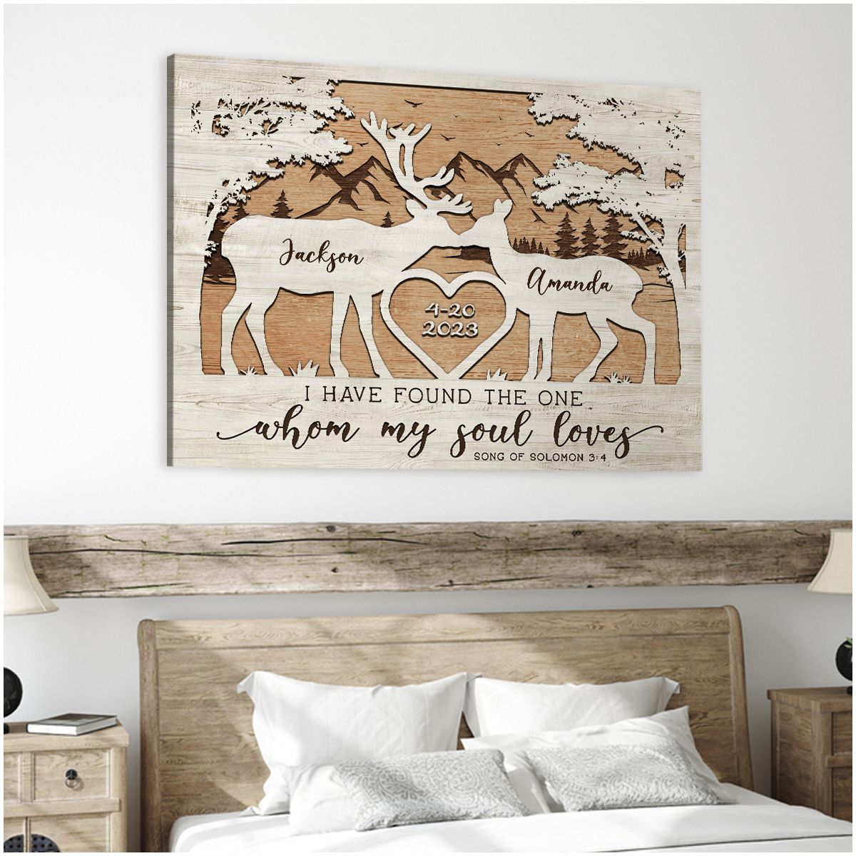 Personalized Gift for Wedding Newlywed Gift Buck and Doe Canvas