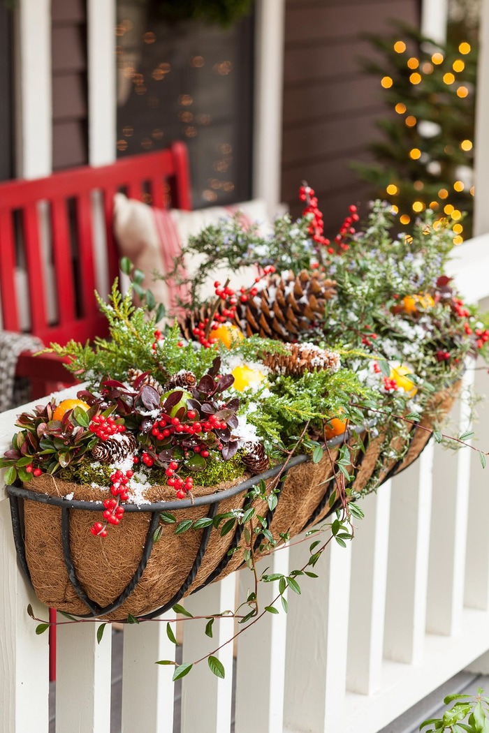 Christmas decorations for outdoors Seasonal Railing Planter 