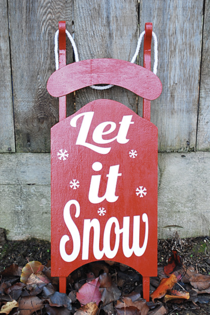 outdoor Christmas decorations ideas DIY Painted Sled 