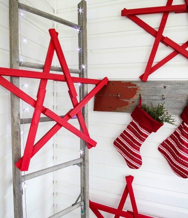 outdoor Christmas decorations ideas DIY Red Stars