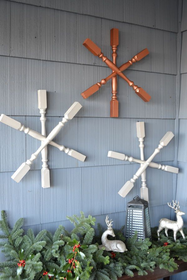 Christmas Decorating Ideas Outside Diy Stair Spindle Snowflakes