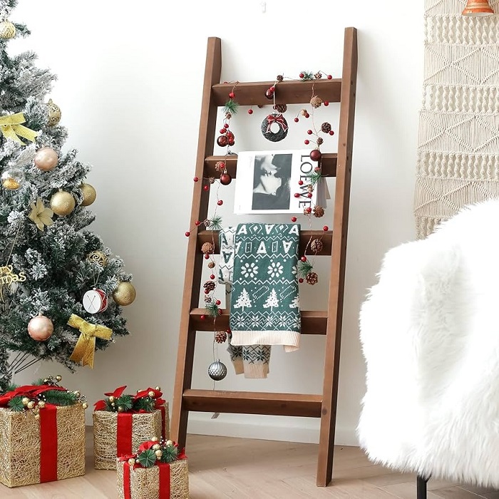 Deer Antler Shelving with a Christmas Ladder