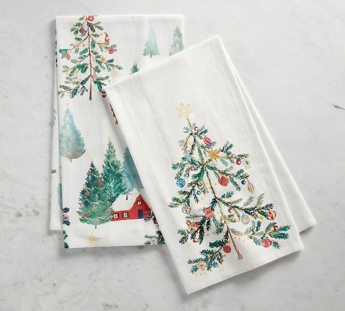 Christmas Linen Tea Towel