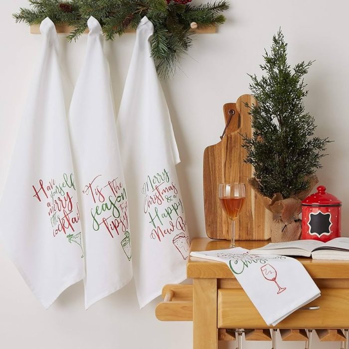 Christmas Linen Tea Towel