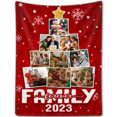 Special Gift For Family Custom Photos Christmas Tree Blanket