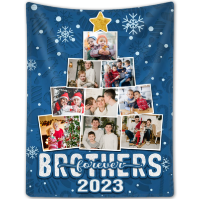 Christmas Gift For Brothers Custom Photos Xmas Tree Blanket