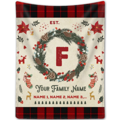 Custom Christmas Fleece Blanket Family Xmas Gifts