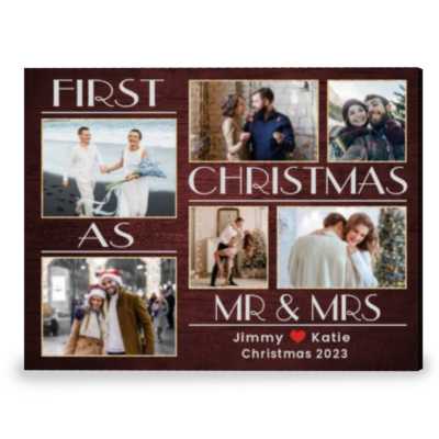 First Christmas as Mr Mrs Custom Gift for Newly Married Canvas Print