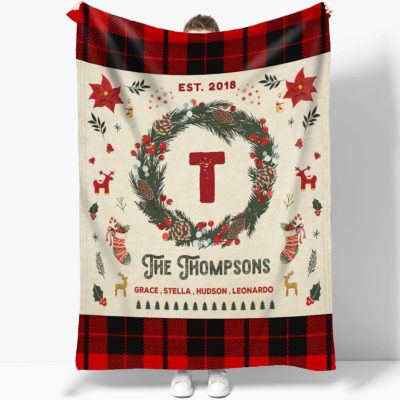 Custom Christmas Fleece Blanket Family Xmas Gifts