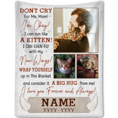 Unique Photo Cat Loss Blanket Customized Memorial Pet Gift