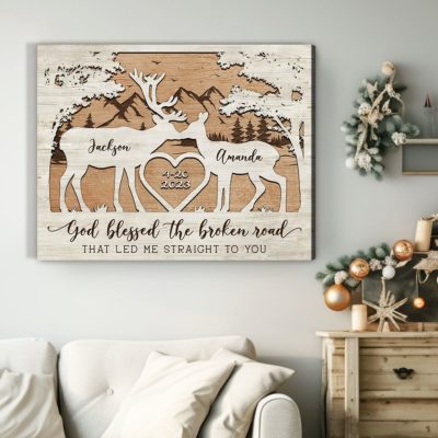 Custom Gift for Newlywed Anniversary Gift for Couple Canvas Print