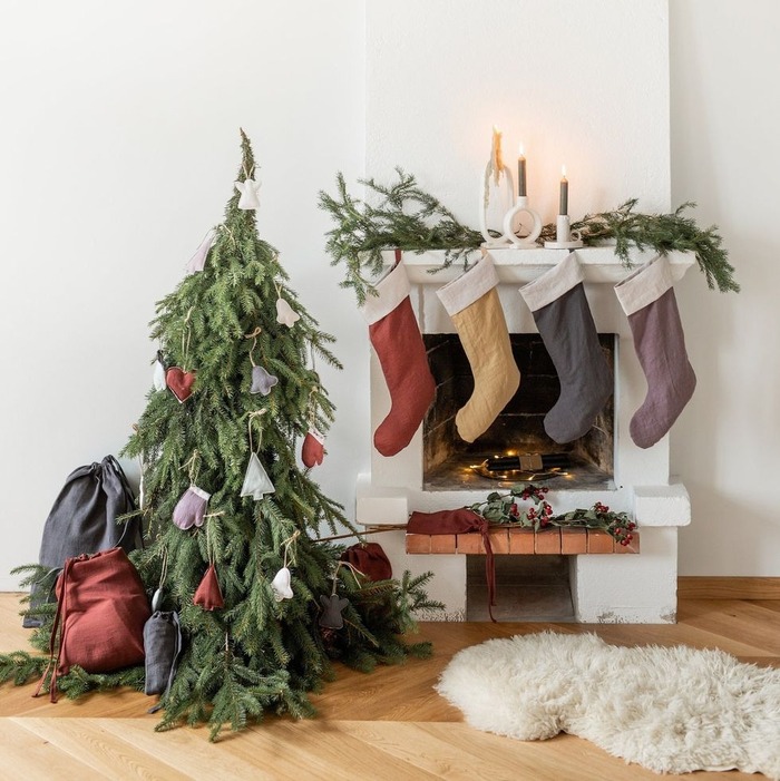 AmourLinen Linen Christmas Stockings modern Christmas decorations 2023