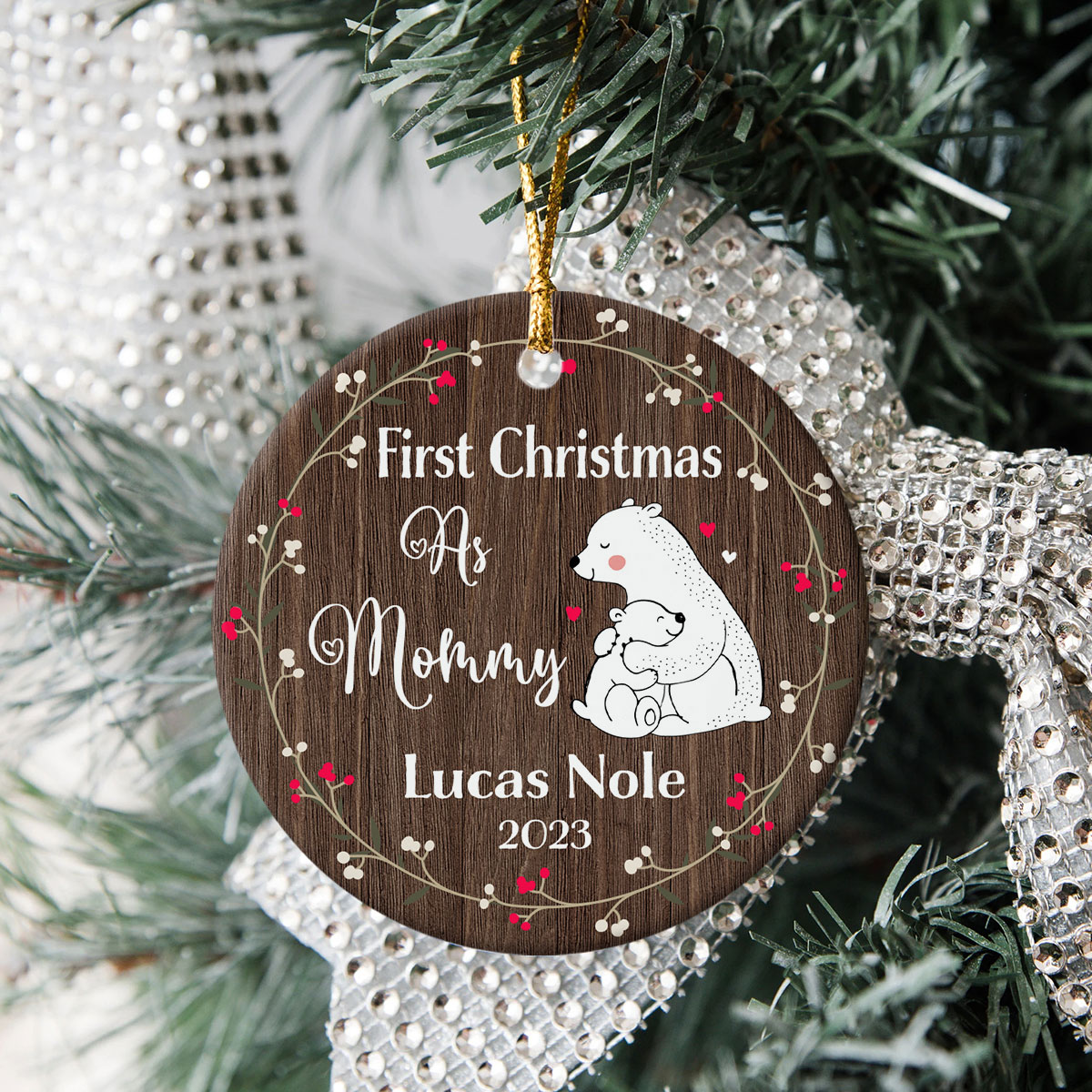 Mommy's First Christmas Gift Personalized Mom And Baby Ornament