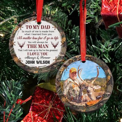 Custom Dad Christmas Ornament Xmas Gift For Hunting Dad 01