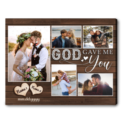 His And Hers Wedding Gifts Personalized Couple Photo Collage Canvas Print