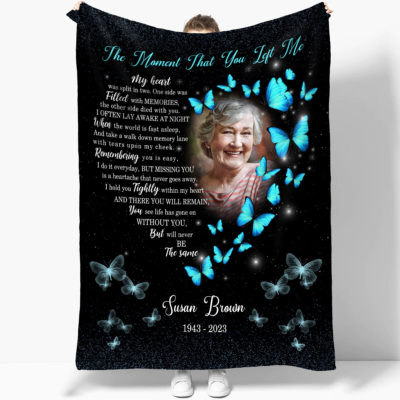 Custom Butterfly Memorial Photo Blanket In Loving Memory Gifts