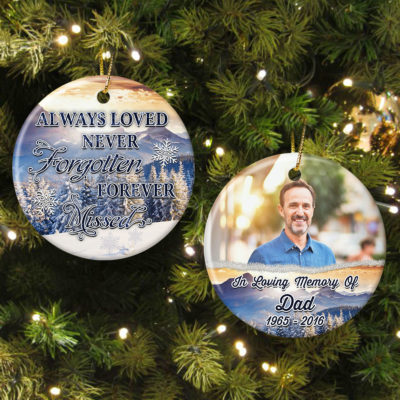 Custom Photo Sympathy Gift Christmas Memorial Ceramic Ornament