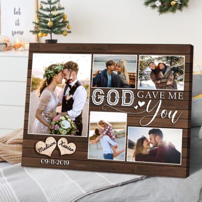 His And Hers Wedding Gifts Personalized Couple Photo Collage Canvas Print