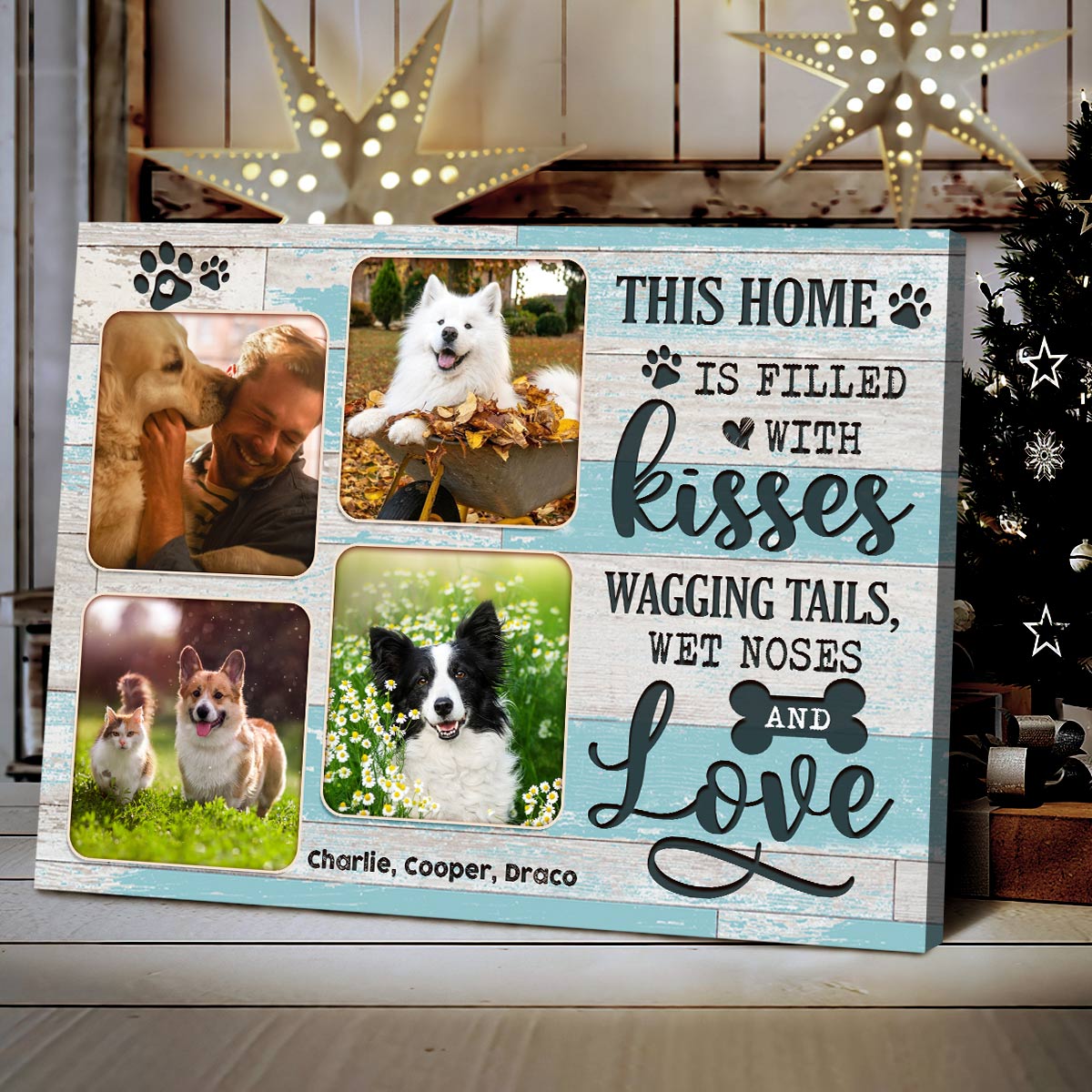 Unique Gift For Dog Lovers Personalized Pet Photos Canvas Print