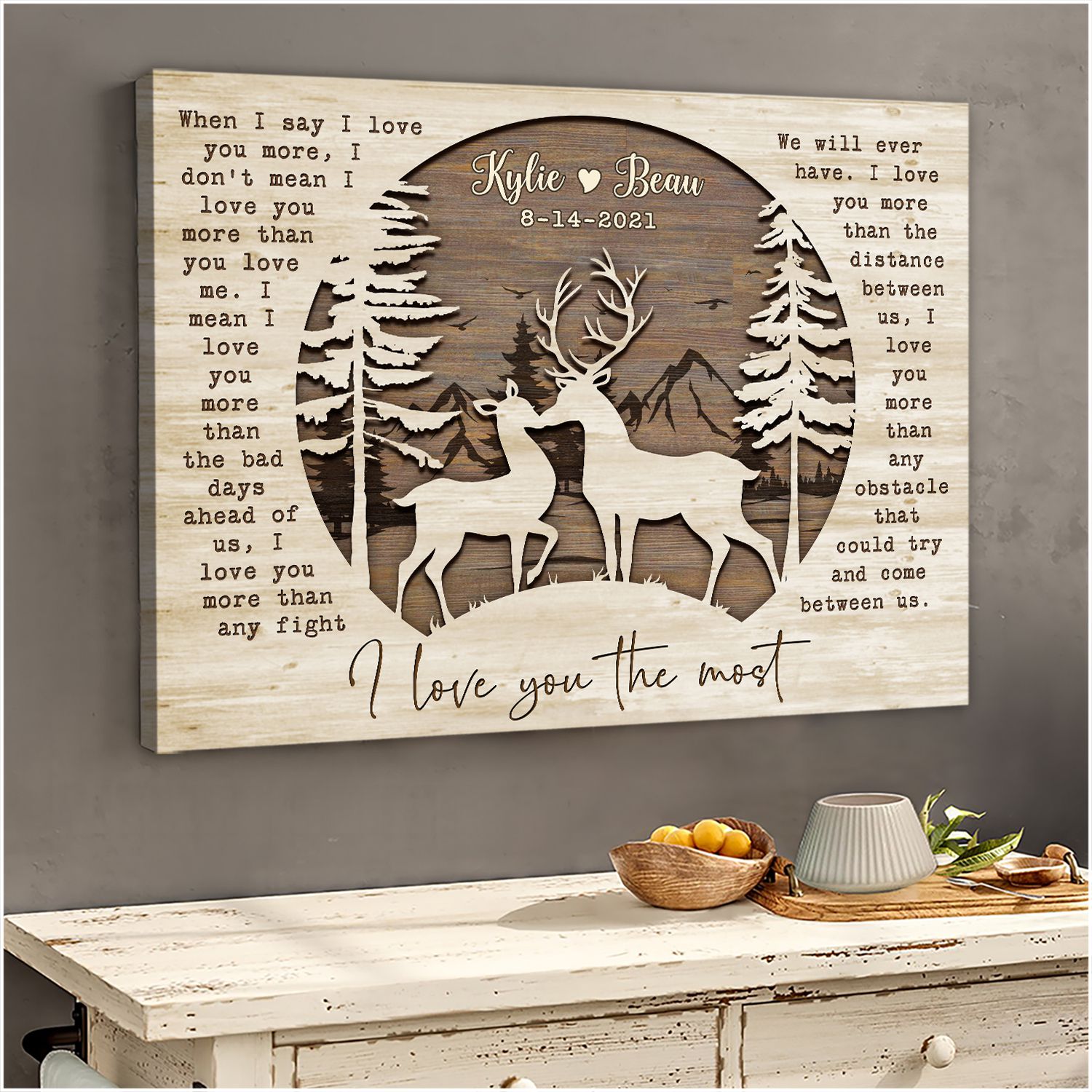 Unique Anniversary Gifts for Couple I Love You The Most Canvas Print