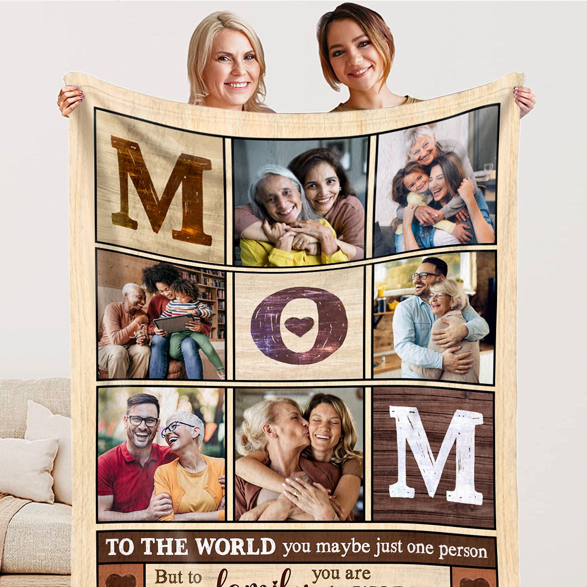 Custom Christmas Mom Photo Blanket Birthday Gift For Mom 01