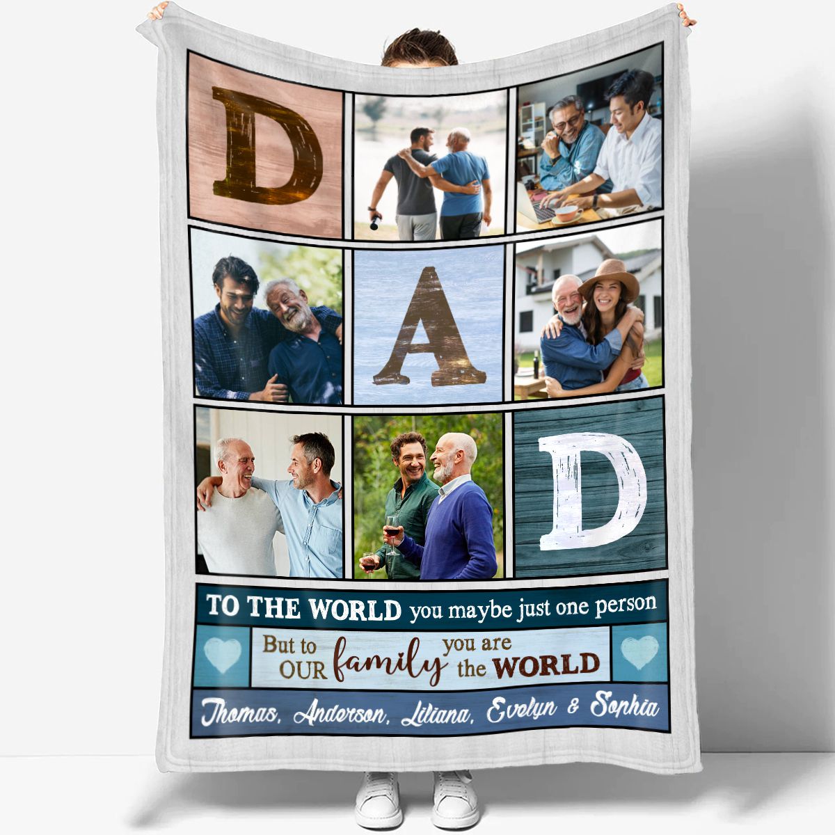 Custom Christmas Dad Photo Blanket Birthday Gift For Dad 01