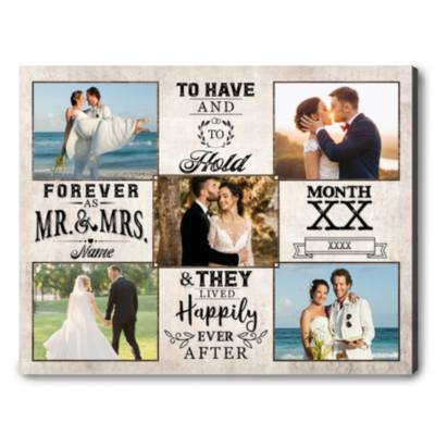 Personalized Couple Wedding Canvas Photo Collage Wall Art Decor