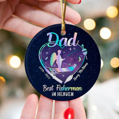 Personalized Remembrance Ornament For Father Fishing Dad Memorial Gift