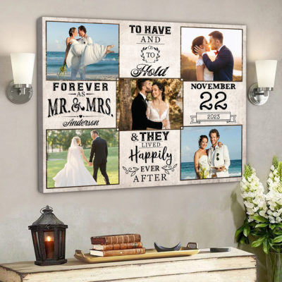 Personalized Couple Wedding Canvas Photo Collage Wall Art Decor