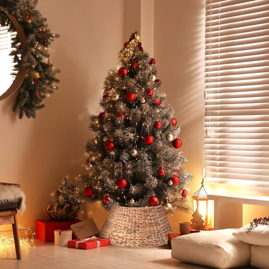 rustic Christmas tree decorations - Wicker Tree Collar: A Rustic Elegance