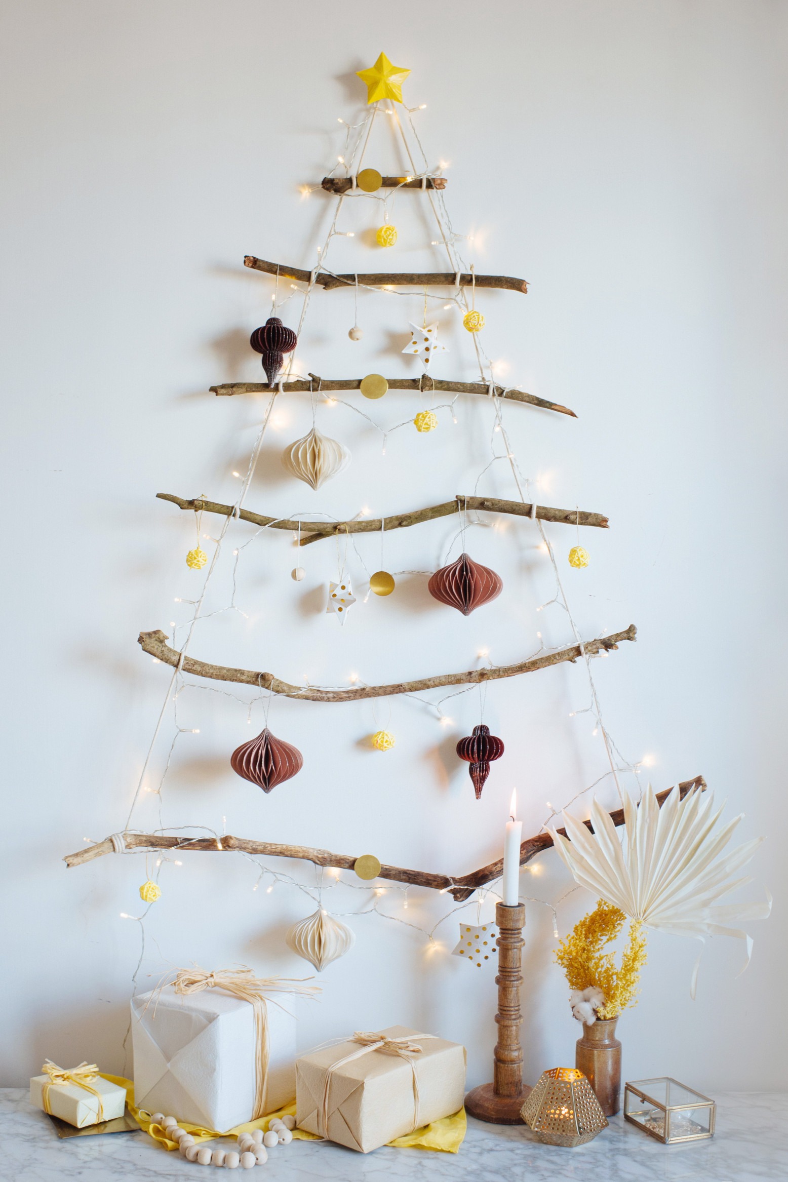 rustic country Christmas decorations - Pine Branch Christmas Tree: Nature's Beauty