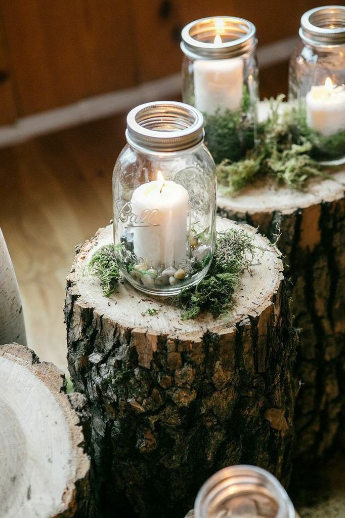 rustic country Christmas decorations - Mason Jar Candle Holders' Rustic Glow
