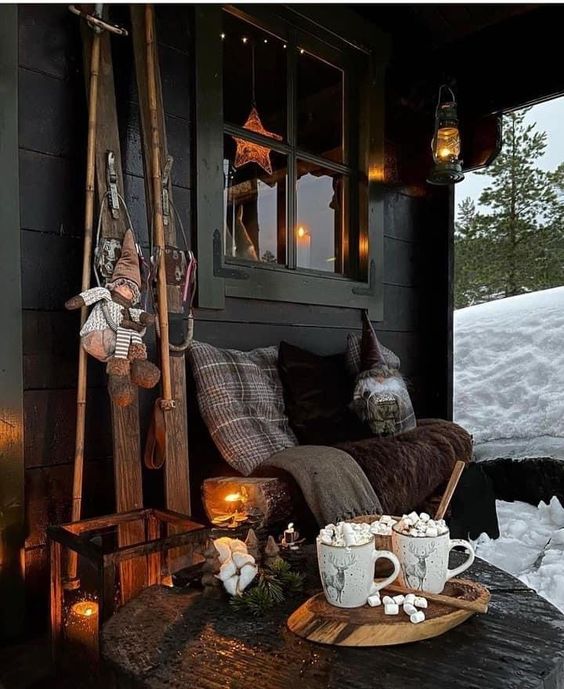 rustic country Christmas decorations - Cozy Seating: Gather 'Round the Warmth