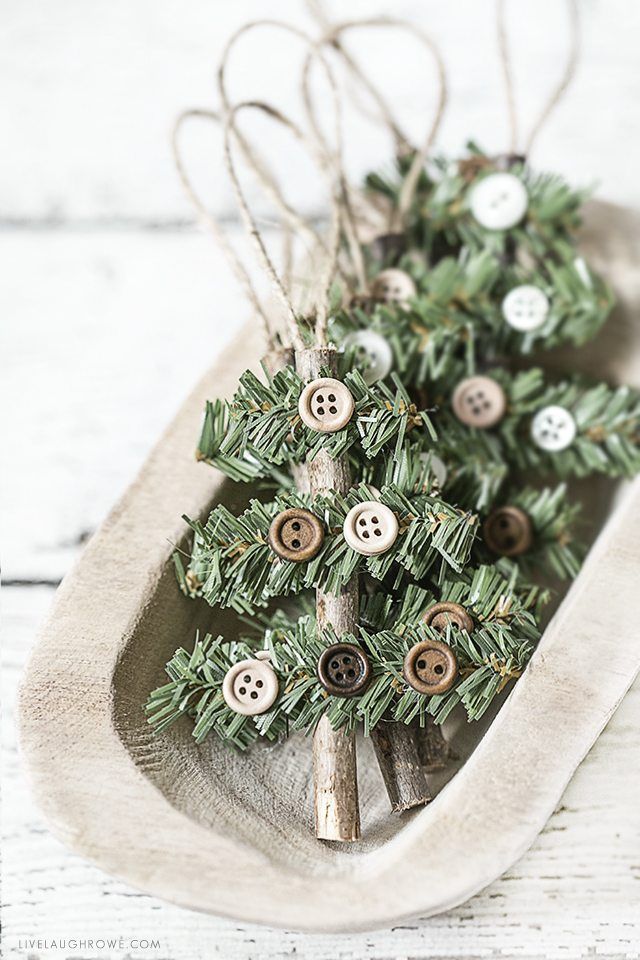 rustic Christmas decorations - Button Ornament: Handcrafted Festivity