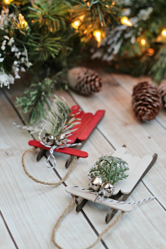 rustic country Christmas decorations - Popsicle Stick Sleds: DIY Whimsy