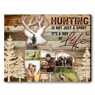 Custom Hunting Photo Collage Canvas Special Deer Hunter Gift