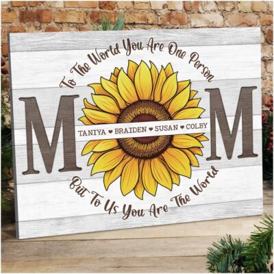 Personalized Gift for Mom Sunflower Mother Day Gift Canvas Print