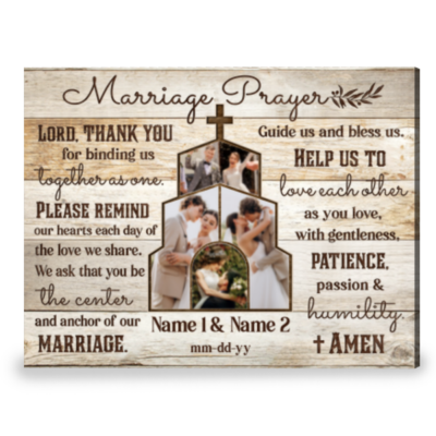 Wedding Gift for Newlyweds Marriage Prayer Custom Photo Canvas Print